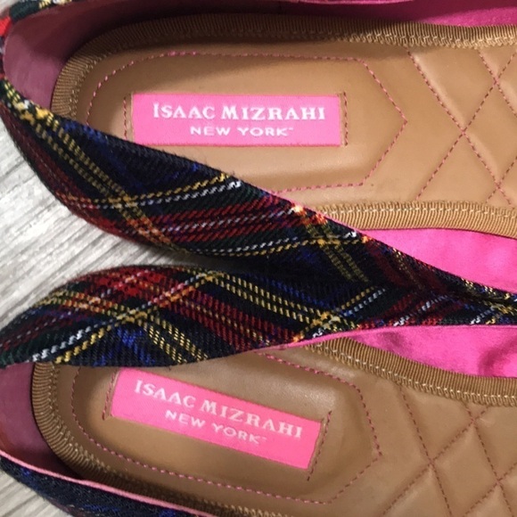Isaac Mizrahi New York Fabola Navy Plaid Bow Flats size 9.5 - Picture 3 of 11